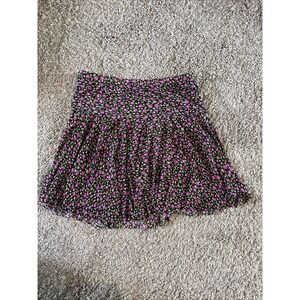 Juniors Black/Purple Floral‎ Elastic Waist Mini Skort Size Small